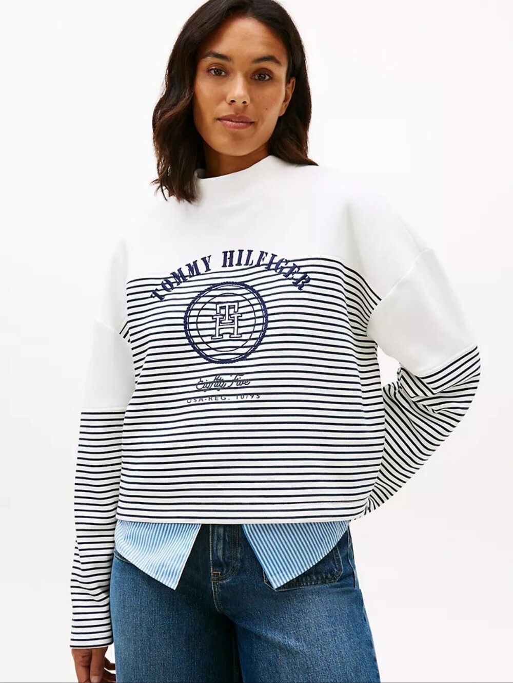 Nautical Stripe Cropped Sweatshirt